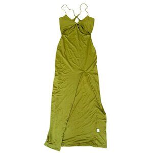 Front Twist Maxi Dress Cut Out Slit Green XS
